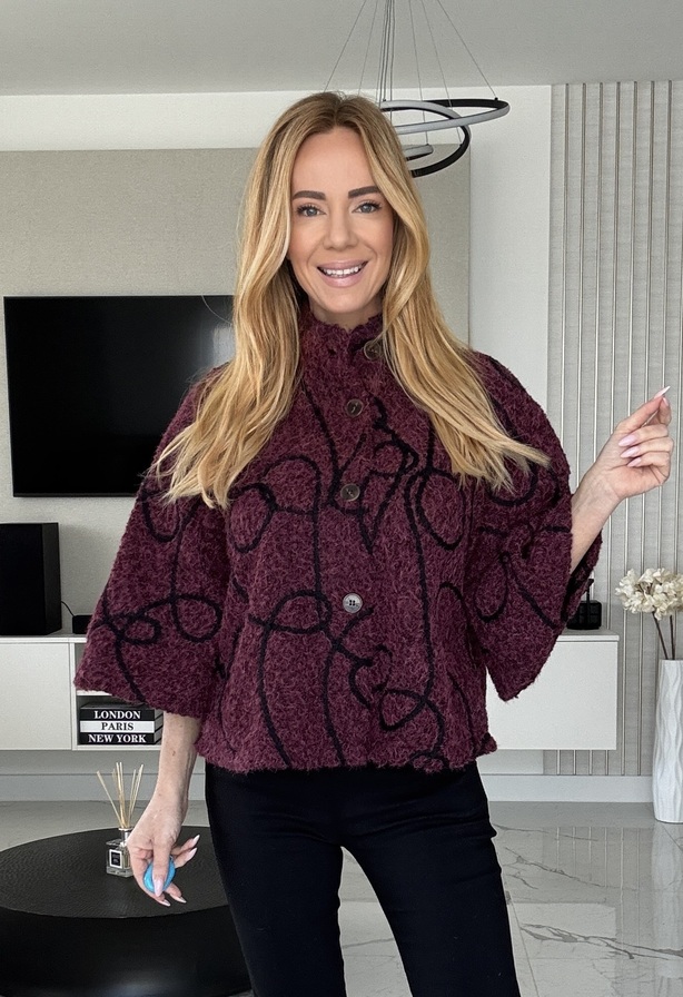 Candell kabát burgundi – Női átmeneti kabát – Innova Fashion
